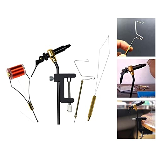 5x kit de ferramentas de amarração de mosca portátil, rosqueador de morsa, suporte de de bobina, gan