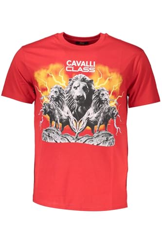 T-shirt Cavalli Class imprimé rouge vêtement homme chic et décontracté