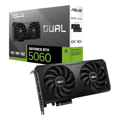 Dual NVIDIA GeForce RTX 5060 EVO OC Edition, Scheda Grafica da 8 GB GDDR7, 128 Bit, PCIe 5.0, 2,5 Ventole Axial-Tech, 1 HDMI 2.1, 3 DisplayPort 2.1, GPU Tweak III, Nero, DUAL-RTX5060-O8G-EVO - Scheda video