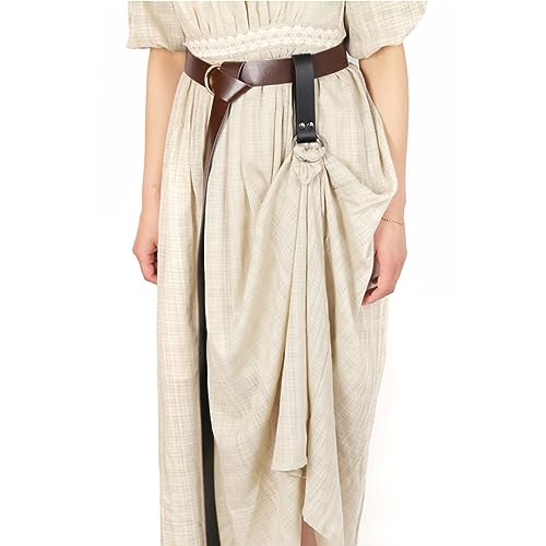 Medieval Belt Skirt Hikes Double Ring Leather Loop Renaissance Waistband Accessory Vikings Mug Hook Strap2