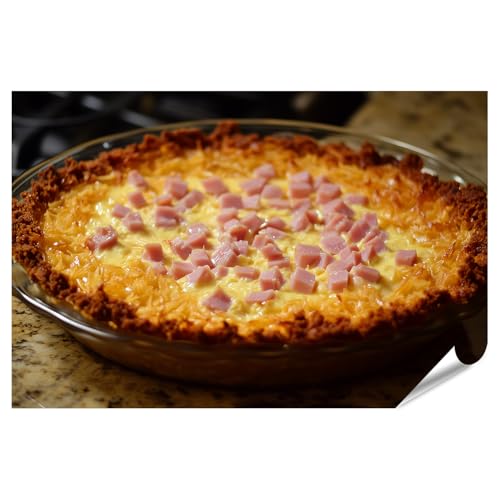 islandburner Póster de tarta de queso horneada con cubos de jamón, imágenes de primera calidad, impresión fotográfica