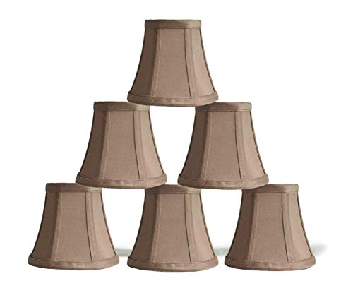 Urbanest Set of 6 Chandelier Mini Lamp Shades 5-inch, Bell, Clip On, Taupe