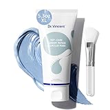 Dr Vincent Deep Pore Cleansing Blue Clay Mask for Face, Zero Pore Blackhead Mud Facial Mask with Niacinamide for Even Out, Hydrating Mud Mask with Brush for All Skin Types, 5.3 oz Large Size