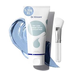 Deep Cleansing Blue Clay Mask for Face, Kaolin Clay Masks for Blackheads and Pores with Niacinamide for Even Out, Hydrating Mud Mask with Brush for All Skin Types（5.3 oz）