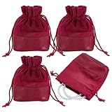 NBEADS 3 bolsas de almacenamiento con cordón de piel de terciopelo, bolsas de regalo de piel sintética de 11 x 11,7 cm para joyas, anillos, pendientes, bomboneras para bodas, rojo oscuro