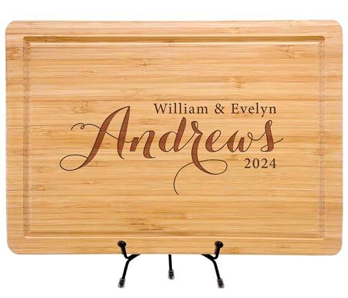 Tabla de Cortar Personalizada 7th Hill, Regalo de Boda 2025, Diseño Rectangular, Bambú y Madera