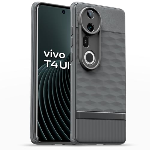 Image of Pikkme Back Cover for Vivo T4 Ultra 5G Camera Protection 3D Hexa Cube Design Silicone Protective Bumper Case (Grey)