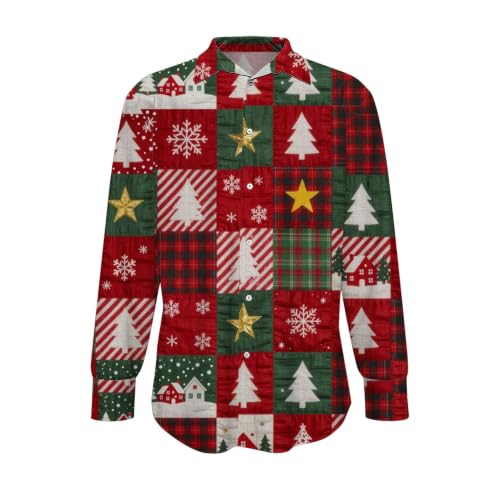 Christmas Shirts for Women Long Sleeve Lapel Button Down Xmas Party Shirts - image 5