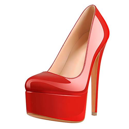 LISHAN Women's Platform Stiletto High Heel Round Closed Toe Mary Jane Pumps Sexy Dress Party Shoes Black by LISHAN