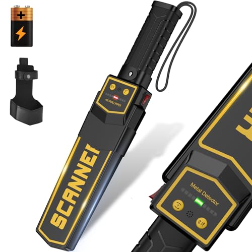 Handheld Metal Detector Wand Security Scanner,High Sensitivity Security Wand Metal Detector,Nail Finder,Metal Detector Wand for Woodworking Built-in 9v Battery Adjustable Sound Vibration Alerts