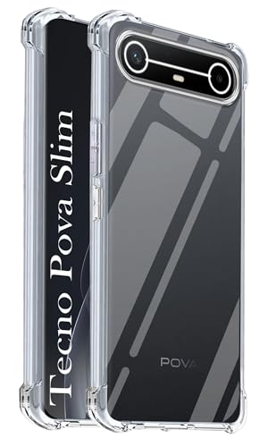 Image of Jkobi Shockproof Crystal-Clear Back Cover for Tecno Pova Slim (Anti Yellow Case | Drop & Camera Protection | Hard Polycarbonate)