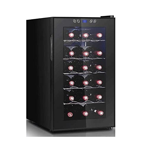 Image of GagalU 18 Bottle Thermoelectric Red and White Wine Cooler, Freestanding Refrigerator with LCD Display Digital Touch Controls, Quiet Operation Thermostat, Double-Layer Hollow Tempered Glass Door