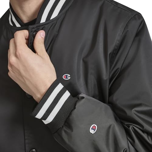 Image of Champion Men's Logo Striped-trim Varsity Jacket