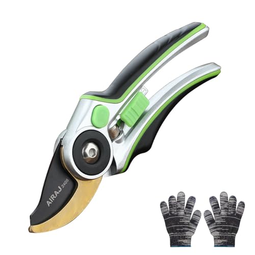 OUPADOS Sécateur à enclume à cliquet haute performance - 220 mm - Lame SK5 de 35 mm - Diamètre de coupe pour bois frais, dérivation - Sécateur à rosiers