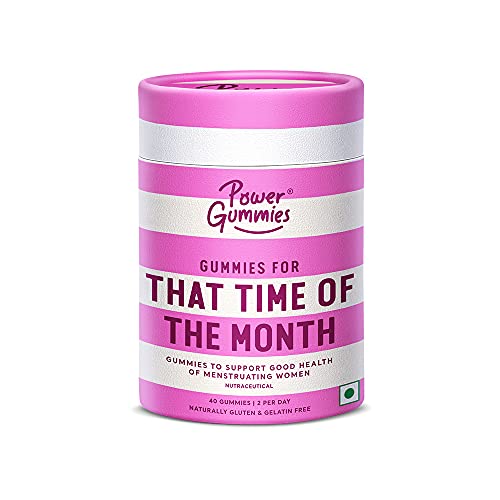 Power Gummies for That Time of The Month - Period Pain Gummies, Cramp Relief, Decreases Hormonal Acne| Super tasty | 100% Vegetarian | Gluten & Gelatin Free (40 Gummies)