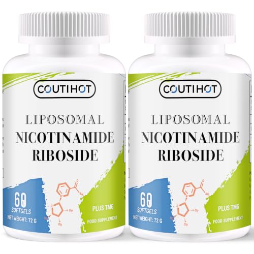 Liposomal Nicotinamide Riboside NR Supplement with TMG High Strength NAD+ Precursor Formula Advanced Absorption Non-GMO Gluten-Free (60 Count (Pack of 2))