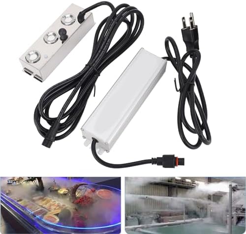 Hilitand Ultrasonic Mist Maker 3 Head, Stainless Steel Ultrasonic Fogger, IP67 Power Supply, Mist Fountain Fog Machine for Indoor Outdoor (US Plug)