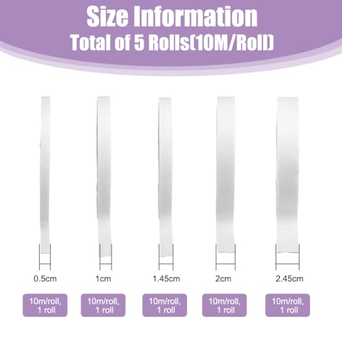 SUPERFINDINGS 5 Rolls 5 Sizes Double Sided Foam Tapes Sponge Mounting Adhesive Tape EVA Dual-Adhesive Foam Tape White Roll Sticky Foam Tape for Card Photo Albums 10m/Roll