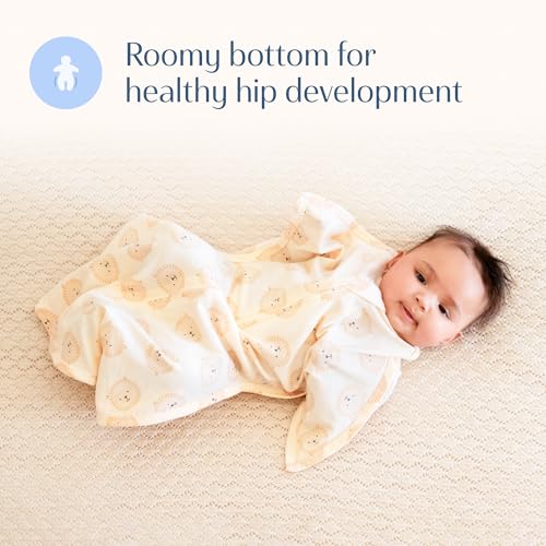 Image of SleepingBaby Zipadee-Zip Transition Swaddle - Cozy Baby Swaddle Blanket with Zipper Convenience - Roomy Wearable Blanket for Easy Diaper Changes - Lions, X-Small (3-6 Month)