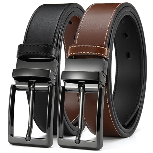Image of DOOPAI Reversible Leather Belt for Men 1.25 inch - Dual Sided Dress and Casual Belt, Trim to Fit, 2 Styles in One Belt