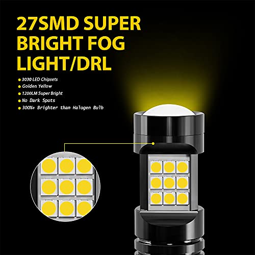 AUXLIGHT H7 LED Fog Light DRL Bulbs, 2400 Lumens Extremely Bright H7LL Bulbs Replacement for Cars, Trucks, Golden Yellow by AUXLIGHT - Image 5