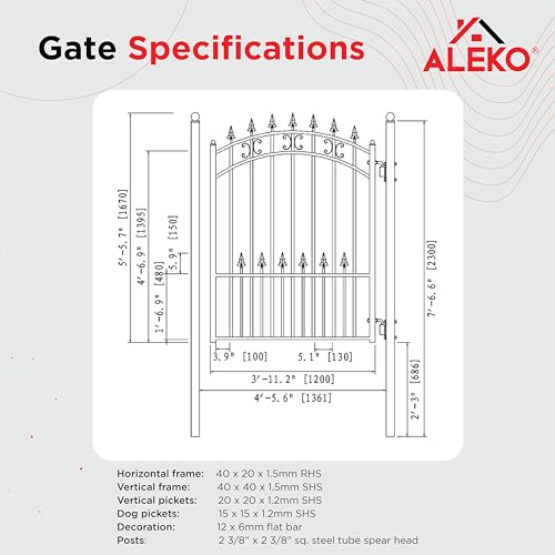 Image of ALEKO Steel Pedestrian Gate - St. Louis Style - 5 ft.