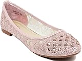Walstar Women Casual Rhinestone Glitter Mesh Slip On Ballet Flat Lightweigh