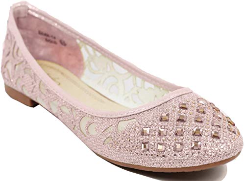 Walstar Women Casual Rhinestone Glitter Mesh Slip On Ballet Flat Lightweigh