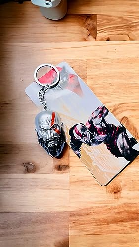 Image of 3D New Game God Of War 4 Kratos 3D Head Keychain Leviathan Axe Key Chain Ring Metal For Men Car Fans Gift
