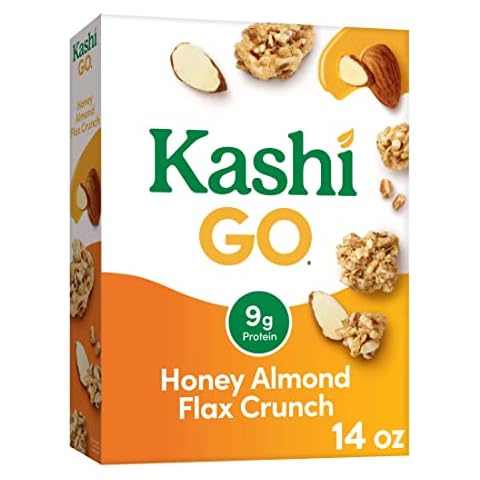 Kashi GO Breakfast Cereal, Fiber Cereal, Family Breakfast, Honey Almond Flax Crunch, 14oz Box (1 Box) Cover
