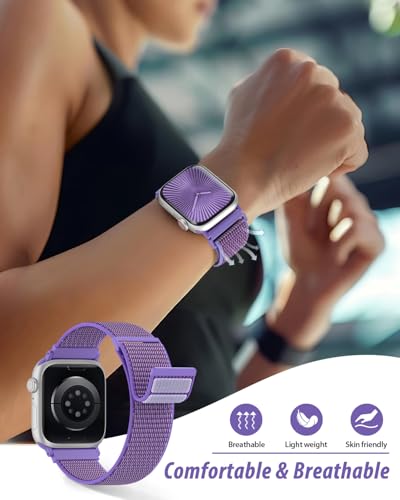 Image of Nylon Loop Sport Band Compatible with Apple Watch Bands 44mm 45mm 46mm 49mm 42mm for Women Men, iWatch Wrist Straps for Ultra 3 2, Se, Series 11 10 9 8 7, Breathable, Soft Band Ideal for Outdoor