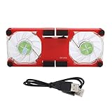 Kafuty-1 Laptop Cooling Pad,DR-S02 Folding Laptop Cooler with Dual Fans,Portable USB Powered Notebook Radiator Cooler Stand Cooling Base with Anti‑Skid Mount(red)