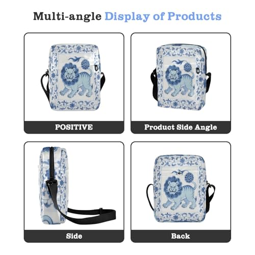 messenger bag Crossbody Bags For Women Small small crossbody purse Adjustable Strap for business business- Auspicious Beast Blue Chinese4
