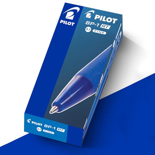 Image of Pilot BP-1 RT 0.7mm Fine Tip Ball Pen with Soft Rubber Grip | Black Ink, Pack of 12