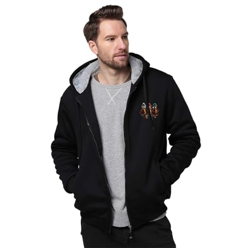 Horse Racing Rose Men's Hoodie Full-Zip Hooded Sweatshirt Fleece Jacket Coat Winter Warm Clothing
