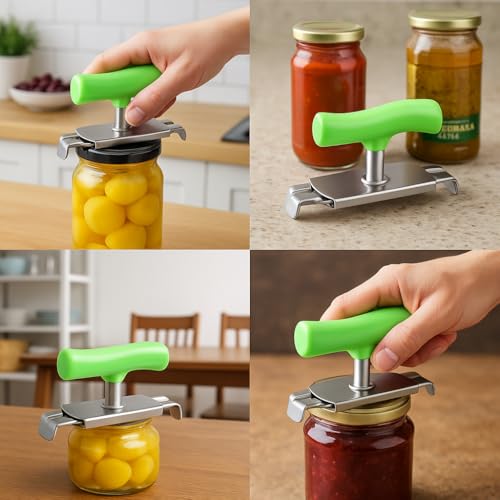 Vios Store Kavanoz Kapağı Açıcı – Ayarlanabilir Metal Kavanoz Açacağı, Ergonomik Silikon Saplı, Güç Gerektirmeyen Kaymaz Kapak Açıcı, Mutfak Yardımcı Gereci