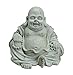 Produktbild Deko Buddha Figur Sitzend mit Lächeln aus Magnesia, Dekoration für Haus, Wohnung und Garten, 32cm hoch, Wetterfeste Skulptur für Innen und Außen, Grau