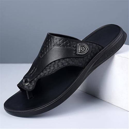 Men's Fashion Flip Flops Leather Slides Open Toe Comfort Casual Outdoor Slippers Summer Fisherman Slip On Sandals for Men2