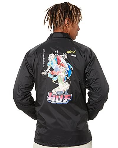HUF X Street Fighter Chun-li and Cammy Veste d'entraîneur Noir, noir, Medium Cover