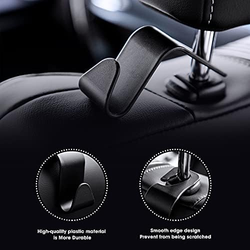 HOUSE DAY Car Seat Headrest Hooks for Car Back Seat Organizer Hanger Storage Hook Car Purse Hook for Universal Vehicle Car Handbag Clothes Coats Grocery Bags 4 Pack (Black)