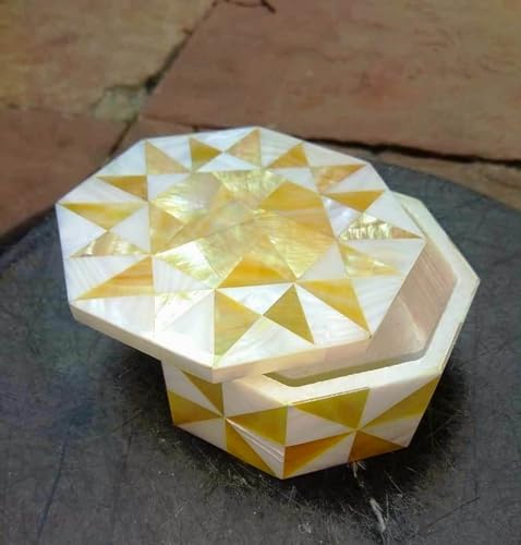 Joyero de nácar, caja de mármol hecha a mano, caja de regalo, caja de accesorios de piedras preciosas, caja de cosméticos de 4 x 4 pulgadas