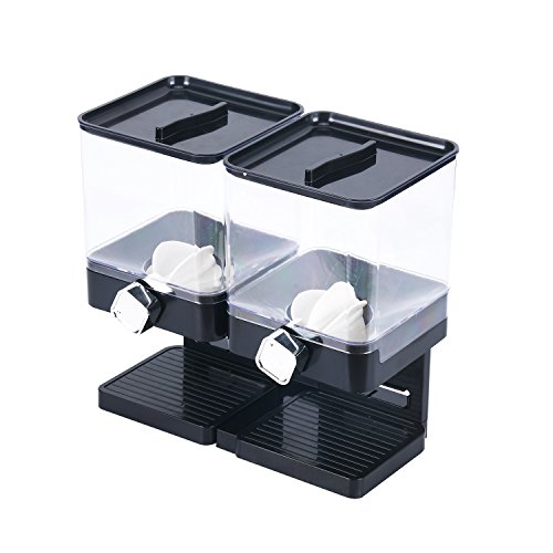 Homend Indispensable Compact Dry Food Dispenser, Dual Control, Dry Food Cereal Dispenser for Cereal Trail Mix Candy Granola Nuts Beans Rice, Black/Chrome - Thumbnail 2