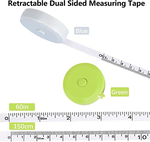 6 Pack Tape Measure Body Measuring Tape For Fabric Sewing Tailor Cloth Knitting Craft Vinyl Home Weight Loss, Soft Retractable Double Scales Rulers For Body Measurements，60 Inch, 150Cm #TOP1