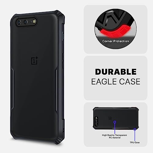 Image of Pikkme OnePlus 5 Back Cover | Crystal Clear Transparent Back | Ultra Hyrbid | Full Camera Protection | Raised Edge | Bumper Back Case (Black)