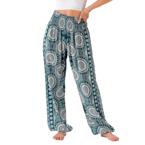 Image of Lotus and Luna Women's Harem Pants Thai Pants for Beach & Lounge High Waisted Flowy Boho Pants Genie Pants Yoga Pants