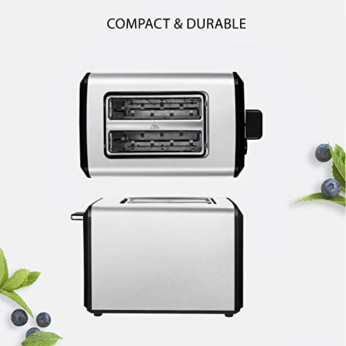 Toaster 2 Slice Stainless Steel Digital Toaster With Countdown Timer, Easy To Use, 800W, 6 Toast Settings, Reheat, Defrost, Cancel Functions, Removable Crumb Tray, Extra Wide Slots Bread Toaster #TOP4