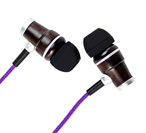 Söhne Genuine Wood Comfortable In Ear Noise-Isolating Dynamic Ear Bud Headphones With Microphone And Volume Adjuster