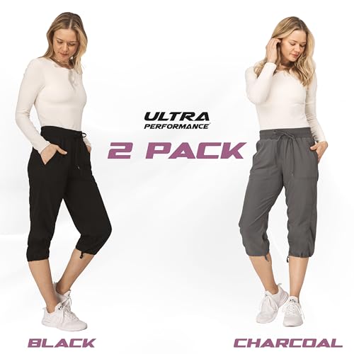 Ultra Performance Capri Pants for Women 2 Pack Womens Capris Hiking Capri Pants Summer Clothes for Women (Avail in Plus Size)2