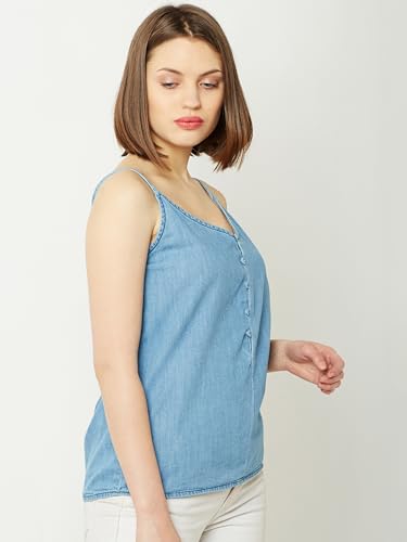 Image of Miss Chase Women's Round Neck Half Sleeves Cotton Lace and Pearl Detailing