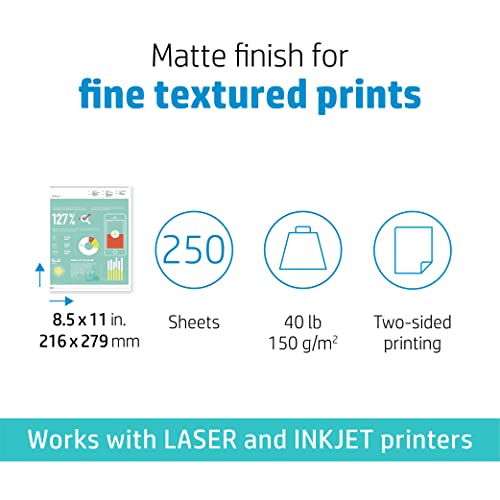 Hp Heavyweight Project Paper, Matte, 8.5X11 In, 40 Lb, 250 Sheets, Works With Inkjet, Pagewide, Laser Printers (Z4R14A) #TOP1